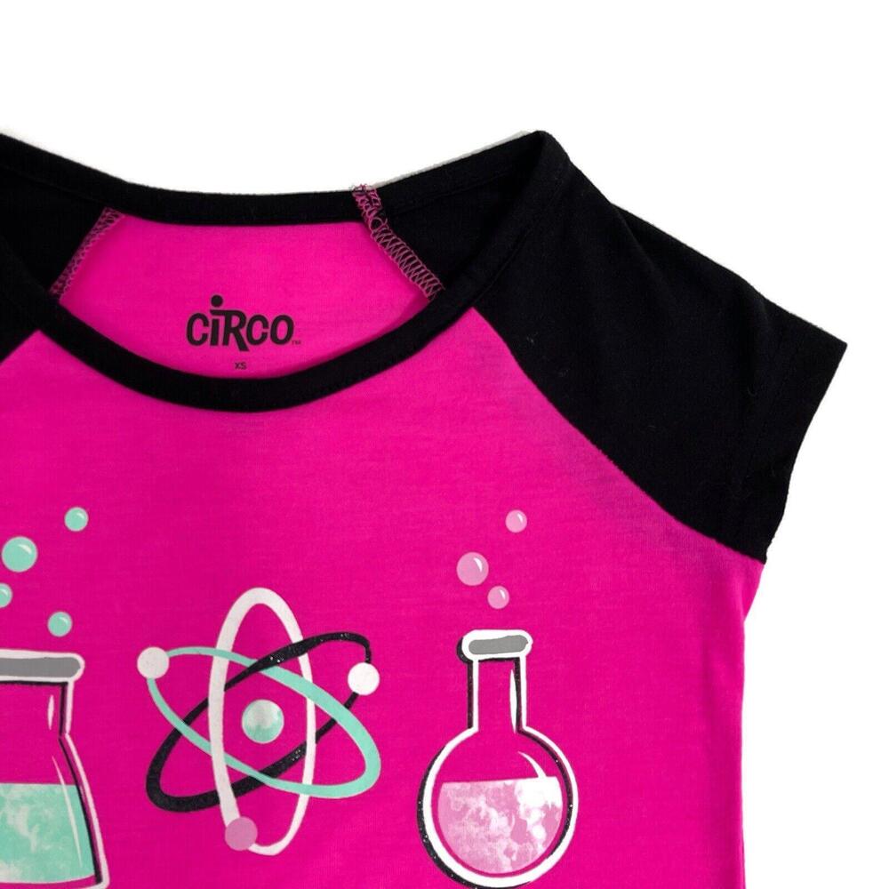 Circo Little Girl’s Size XS Pink Science Genius Graphic Short Sleeve Pajama Top - Picture 3 of 6